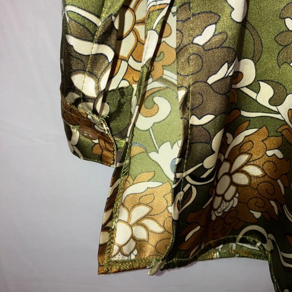 Gold Flava Satin Ruched Button Down Floral Print Blouse Plus Size 18 - Picture 9 of 16